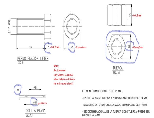 Bolt technical drawing